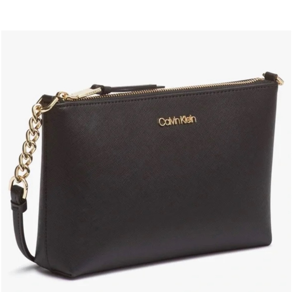 Calvin Klein Black Crossbody Bag with Gold Chain